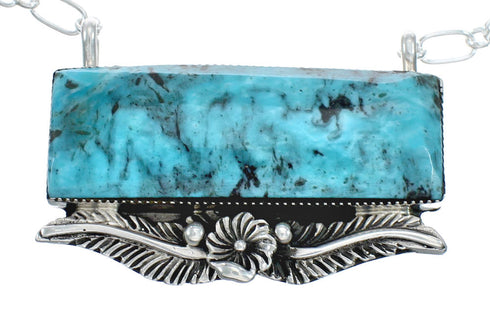 Navajo Sterling Silver & Turquoise Rectangle Necklace SN20298